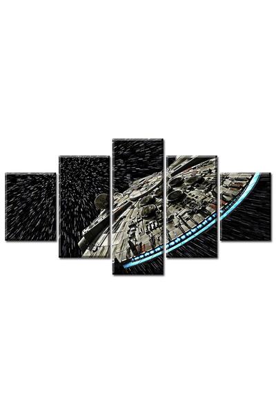 ALAYRA International لوحة جدارية من قماش ستار وورز من تصميم ألايرا، تصور سفينة الفضاء المدمرة ميلينيوم فالكون.