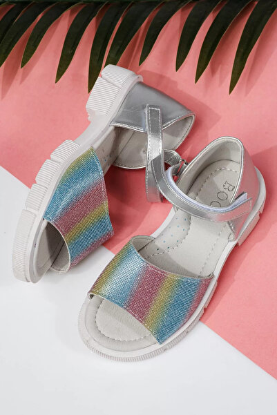 Zaira Ασημένια σανδάλια για κορίτσια από οικολογικό δέρμα Yvette #21939 - 36