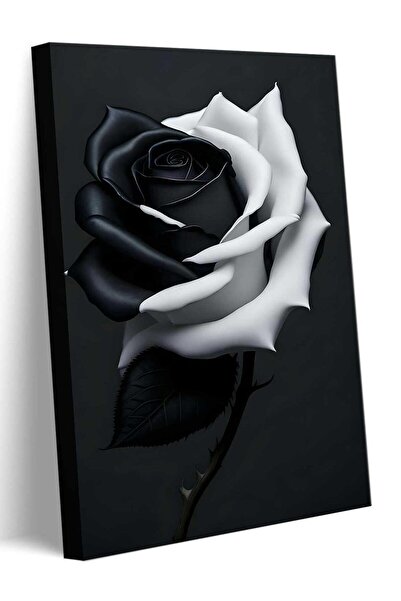 ALAYRA International لوحة جدارية من قماش الكانفاس بتصميم وردة بالأبيض والأسود...