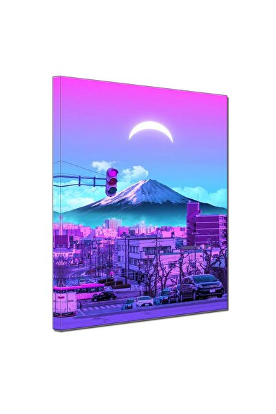 ALAYRA International ملصق ألايرا لجبل فوجي تحت ضوء القمر، منظر طبيعي أرجواني ...