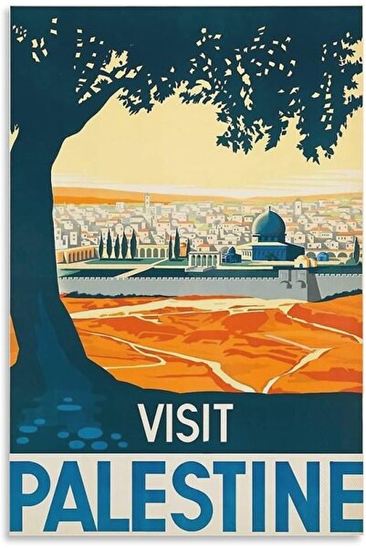 ALAYRA International ملصق عتيق من ALAYRA لزيارة فلسطين، ملصقات ريترو لغرفة ال...