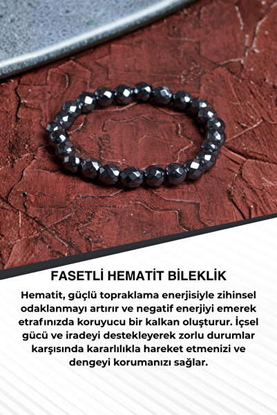 Saff Doğal Taş سوار من الهيماتيت المرصع