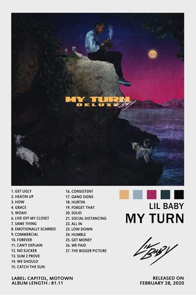 ALAYRA International ملصق غلاف ألبوم "My Turn" للفنانة ألايرا وليل بيبي، لوحة جدارية فنية من القماش، ديكور غرفة النوم