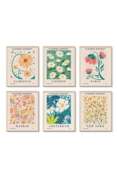 ALAYRA International مجموعة ألايرا المكونة من 6 قطع من لوحات جدارية مطبوعة لس...