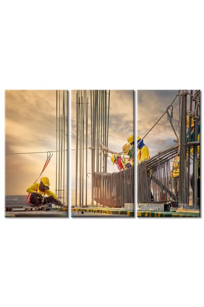 ALAYRA International ALAYRA 3 Piece Wall Decor Building Construction Canvas P...