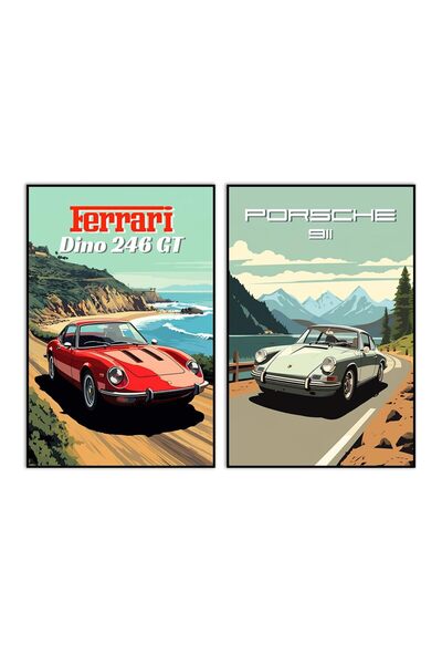 ALAYRA International ملصق سيارة ALAYRA، لوحة جدارية قماشية، ملصقات 911 GT Tur...