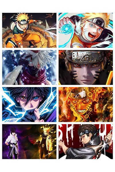 ALAYRA International مجموعة ALAYRA من 8 ملصقات ناروتو | مجموعة بطاقات صور نار...