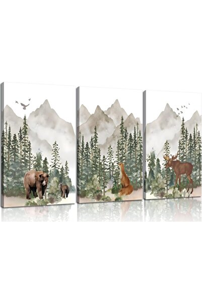 ALAYRA International ALAYRA 3Pcs Children Wall Art Wild Woodland Animals Post...