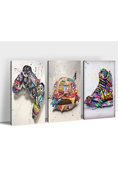 ALAYRA International ALAYRA 3-Pieces Colorful Sneaker Banksy Canvas-Wall-Art,...
