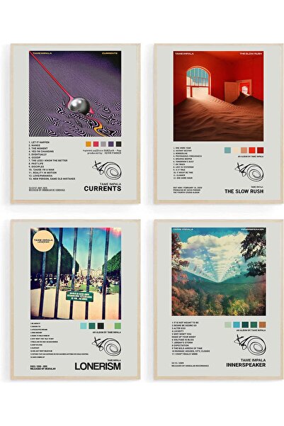 ALAYRA International مجموعة من 4 ملصقات لأغلفة ألبومات موسيقى تيم إمبالا (ألا...