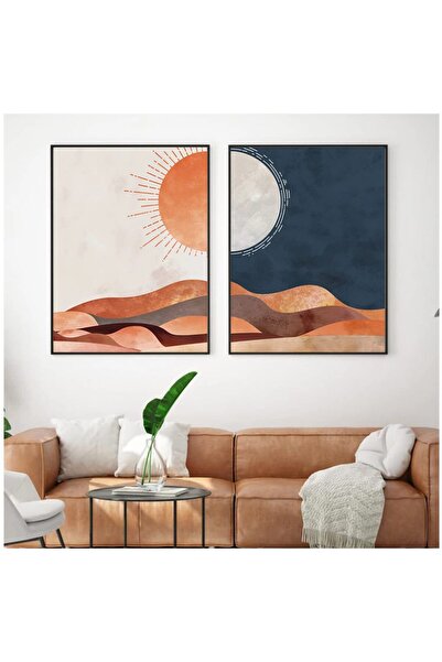 ALAYRA International لوحات قماشية عتيقة من قطعتين بتصميم بوهيمي تجريدي للشمس ...