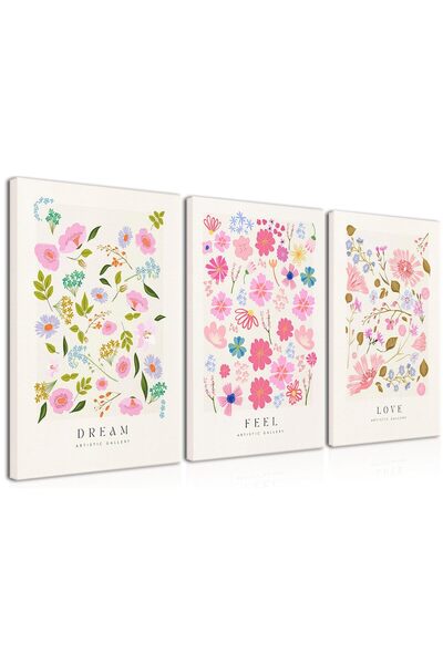 ALAYRA International مجموعة من 3 لوحات جدارية مؤطرة من سوق الزهور من ألايرا، ...