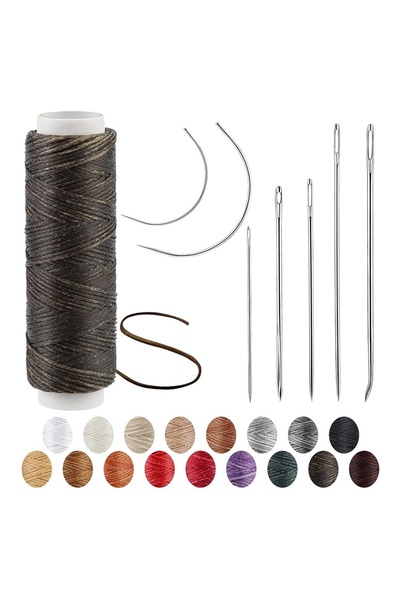 Choice8 طقم خيوط KRABALL من النوع الثاني، بطول 32 ياردة، مشمعة جلد، مع إبر خي...