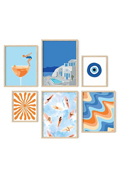 ALAYRA International ALAYRA Seascape Posters Gallery Wall Art Set of 6 - Beac...