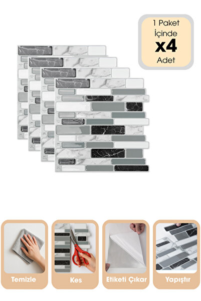 Technojet 4 komada 30cm×30cm 3D mozaik izgleda samolepljive pločice PVC kuhin...