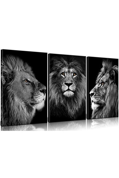 ALAYRA International لوحة جدارية مؤطرة من ثلاث قطع من قماش الكانفاس الأسود وا...