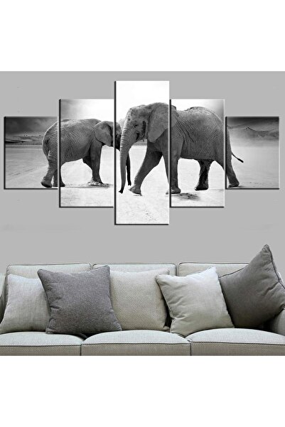 ALAYRA International لوحة جدارية من القماش مكونة من 5 قطع من ALAYRA، تصور فيل...