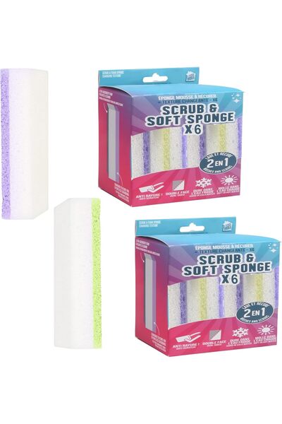 Home Dwell عبوة من 12 إسفنجة تنظيف متعددة الوظائف | إسفنجات تنظيف 3 في 1 للتن...