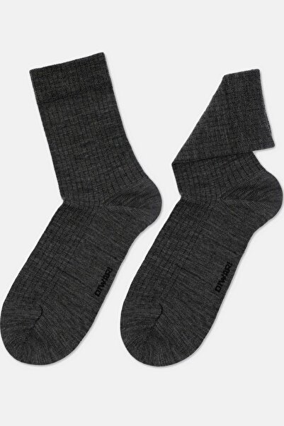 Conte Elegant Men's wool socks, DiWaRi Comfort 182 - Dark Grey, 25 (40-41)