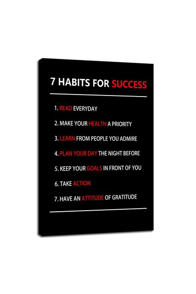 ALAYRA International لوحة جدارية تحفيزية من ALAYRA، تتضمن 7 عادات للنجاح واقتباسات ملهمة من رواد الأعمال.