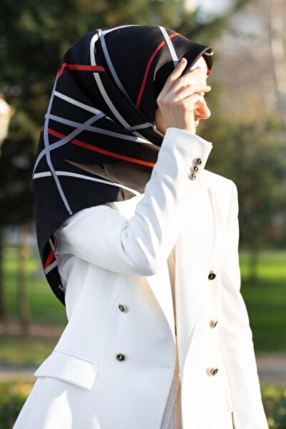 Vissona 57% ΜΕΤΑΞΙ 43% ΒΙΣΚΟΝΗ Twill Μεταξωτό Ριγέ Σχέδιο Μαύρο - Κόκκινο Χρώ...