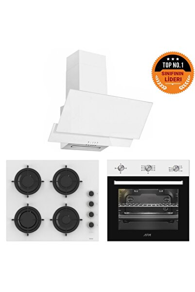 Ferre ve AFM TECH Markalı / ALVE FlameART Beyaz Ankastre Set ( CS206-FA + FM7...