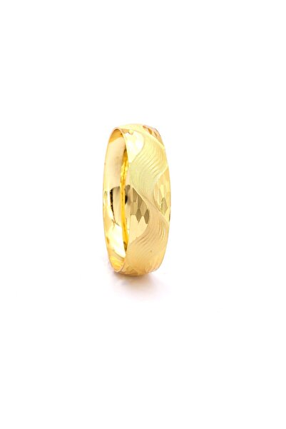 FerizZ Altın Kaplama Dalgalı Çizgili Model 1.5 cm İmitasyon Bilezik BLZ-3134