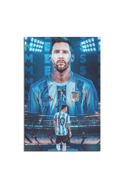 ALAYRA International ملصق فني جداري مطبوع على قماش، صورة لنجم كرة القدم ليوني...