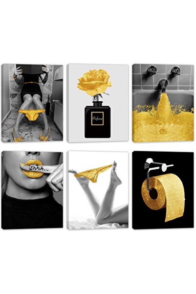 ALAYRA International مجموعة لوحات جدارية أنيقة للحمام من ALAYRA، مؤطرة، مكونة...