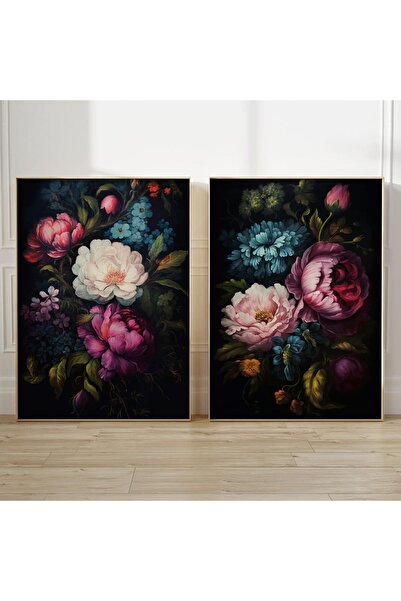 ALAYRA International لوحات جدارية زهرية داكنة من ALAYRA، لوحات جدارية زهرية ذ...