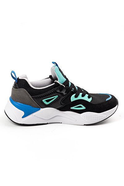 Benetton Women's Black Turquoise Thick Sole Casual Sports Sneaker Shoes