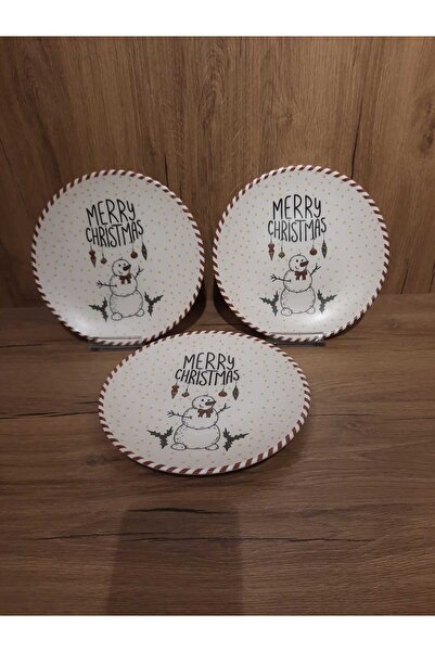 Keramika New Year Cake Plate 20 cm 3 Pieces Pine Tree / New Year / New Year's Eve Themed