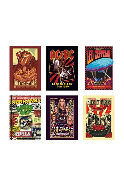 ALAYRA International مجموعة ألايرا المكونة من 6 ملصقات جدارية لفرقة روك، مقاس...