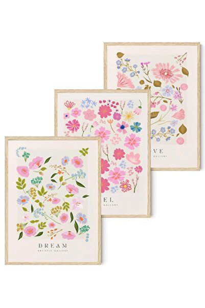 ALAYRA International مجموعة من 3 ملصقات مطبوعة لسوق الزهور من ألايرا، لوحات ج...