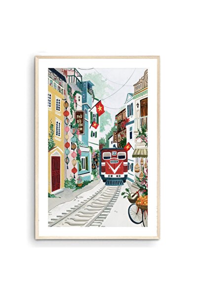 ALAYRA International لوحة فنية مطبوعة من ألايرا، هانوي، فيتنام، شارع القطار، ...