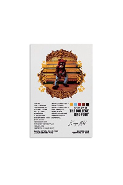 ALAYRA International ملصق ألايرا لكانييه ويست، غلاف ألبوم The College Dropout، ملصقات جدارية قماشية أنيقة للغرف