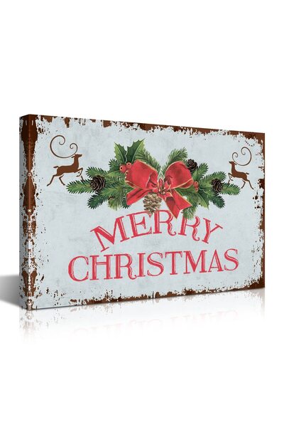 ALAYRA International لوحة جدارية مزينة بزينة عيد الميلاد من ألايرا، لافتة عيد ميلاد سعيد، ملصق قماشي، لوحة ريفية، منزل ريفي