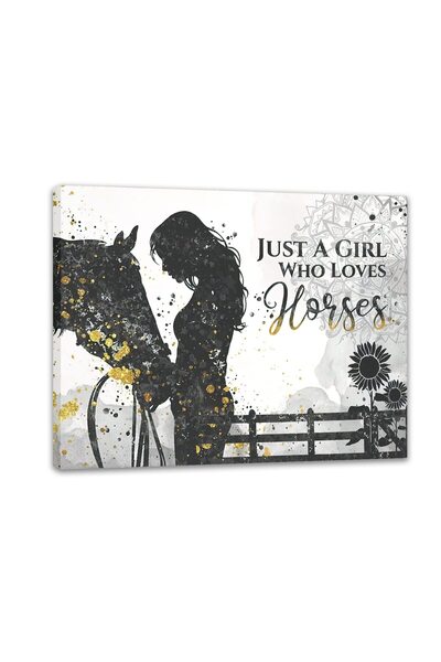 ALAYRA International ملصق ألايرا "مجرد فتاة تعشق الخيول" - مطبوعات فنية جدارية ريفية لحصان وفتاة - على الطراز الريفي