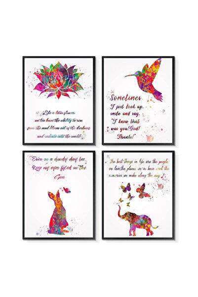 ALAYRA International مجموعة ألايرا المكونة من 4 لوحات جدارية فنية بتصميمات زه...