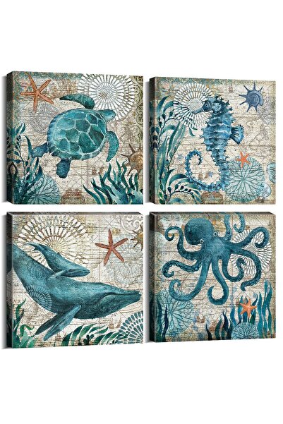 ALAYRA International ALAYRA Large Ocean Wall Decor Bathroom Canvas Art for Li...