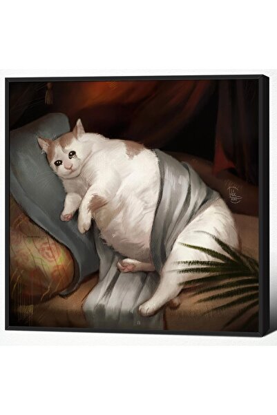 ALAYRA International ALAYRA Framed Art Vintage Fat Cat Canvas Wall Art, Cute ...