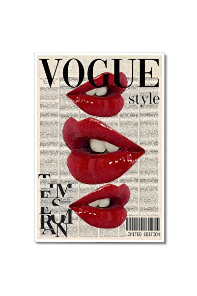 ALAYRA International ALAYRA Fashion Vogue Canvas Wall Art, Trendy Preppy Red ...