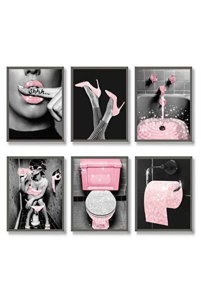 ALAYRA International ALAYRA Fashion Wall Art Bathroom Decor Prints Set of 6 P...