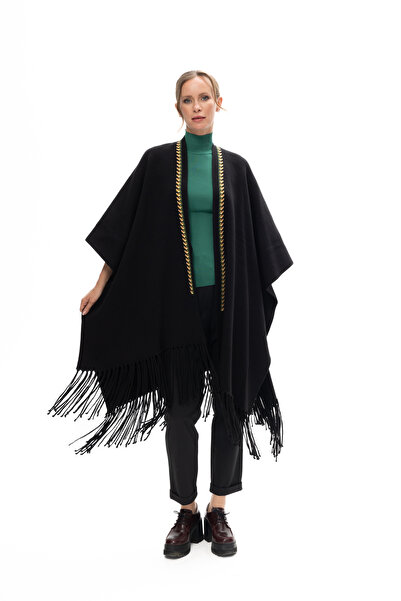 KARTON TRİKO Kadın Nakış Detaylı Pelerin