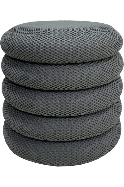 Home Dwell Stacked Velvet Pouffe Ottoman – Grey
