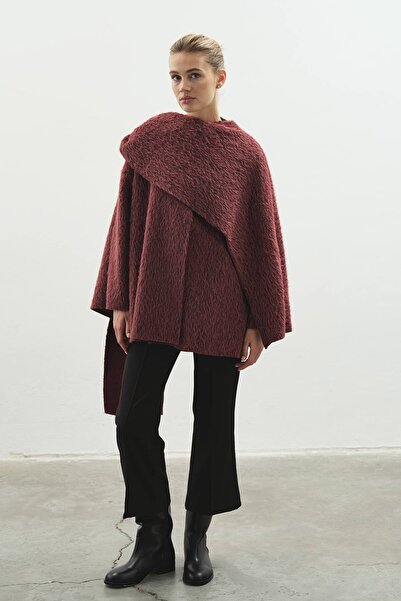 Hooopstore Asimetrik Kesim Pelerin Yaka Burganya Kaban