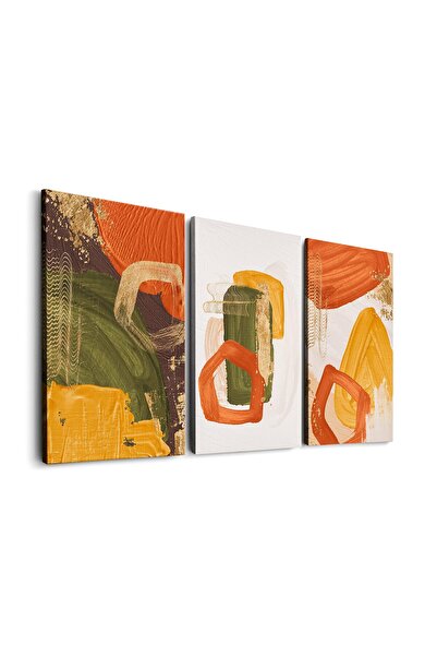 ALAYRA International ALAYRA Dark Green White 3 Pieces Mid Century Canvas Fram...