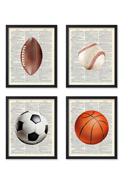 ALAYRA International ALAYRA Poster Master 4-Piece Sports Poster - Balls Print...