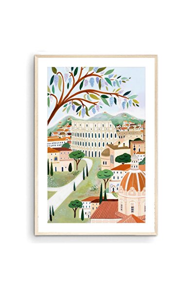 ALAYRA International ألايرا روما آرت - الكولوسيوم، ملصق سفر إلى إيطاليا، طباعة أوروبية - بدون إطار (16×24) هدية مثالية للمنزل الجديد