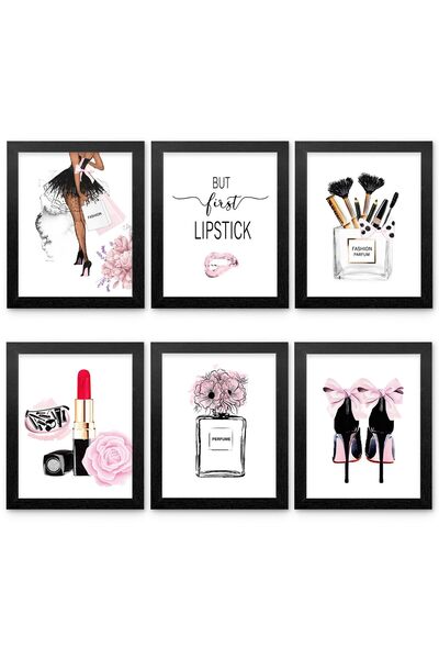 ALAYRA International مجموعة لوحات فنية جدارية من ALAYRA باللون الوردي، مؤطرة،...